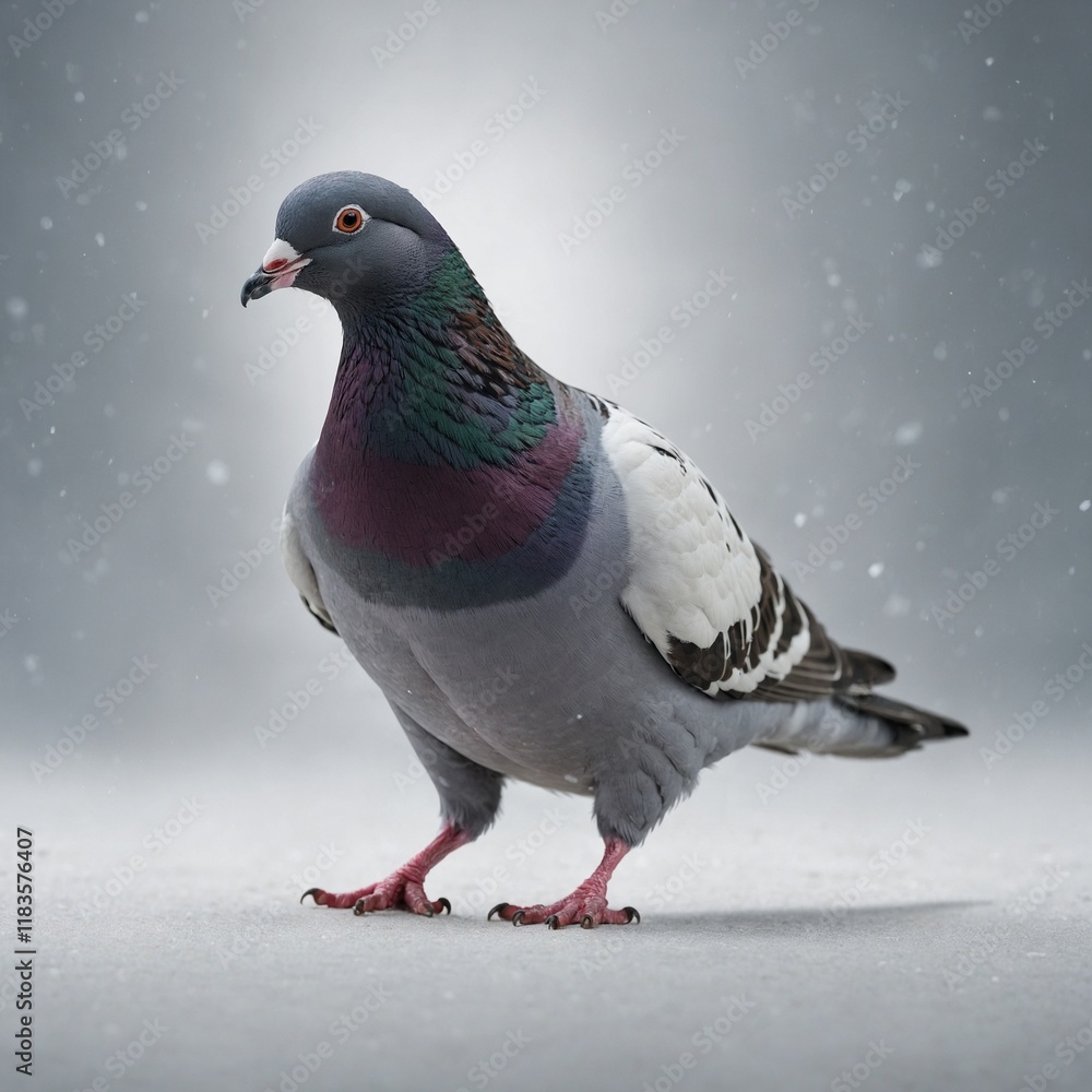 Naklejka premium A pigeon is a medium-sized bird belonging to the family Columbidae, which includes doves. Pigeons are found in a wide variety of environments worldwide, ranging from cities to forests. 