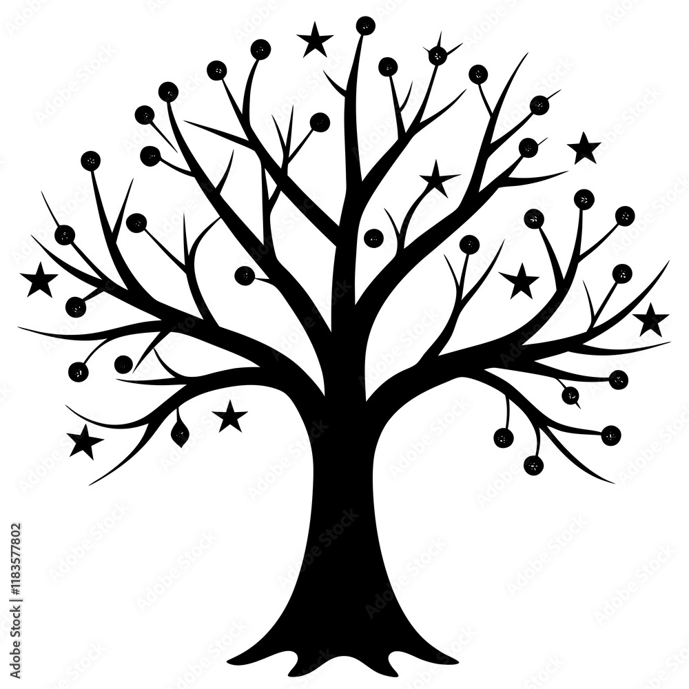 twinkling tree, tree silhouette vector twinkling tree, tree silhouette vector
