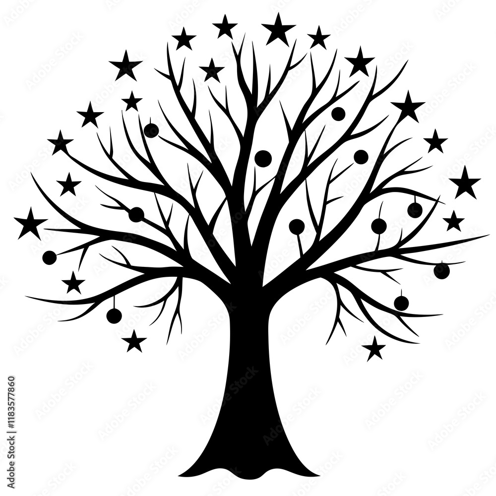 twinkling tree, tree silhouette vector twinkling tree, tree silhouette vector
