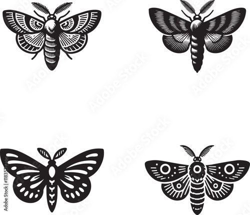 Vintage Moth and Butterfly Silhouettes Collection