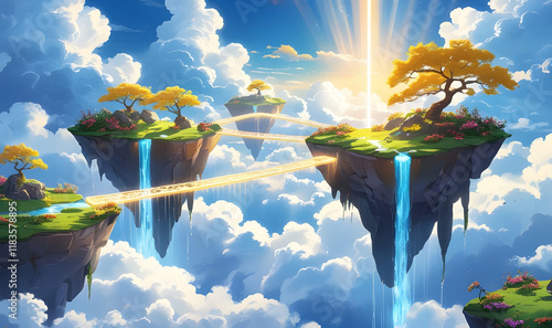 Skylands Floating Islands with Magical Bridges and Eternal Cascades photo