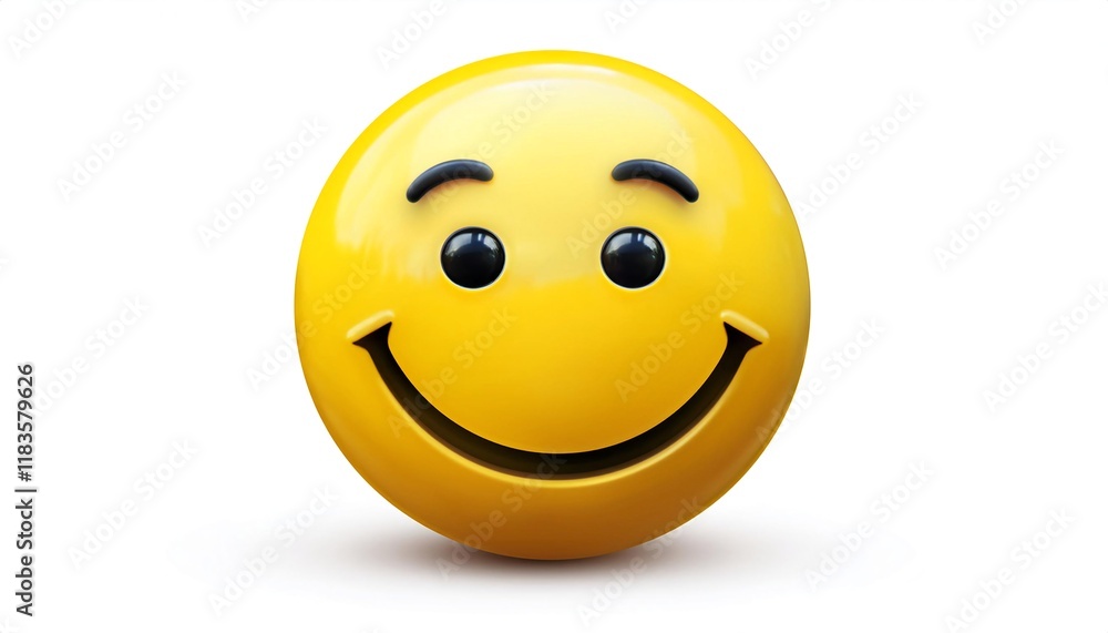 Fototapeta premium Realistic yellow glossy 3d emotion happy face