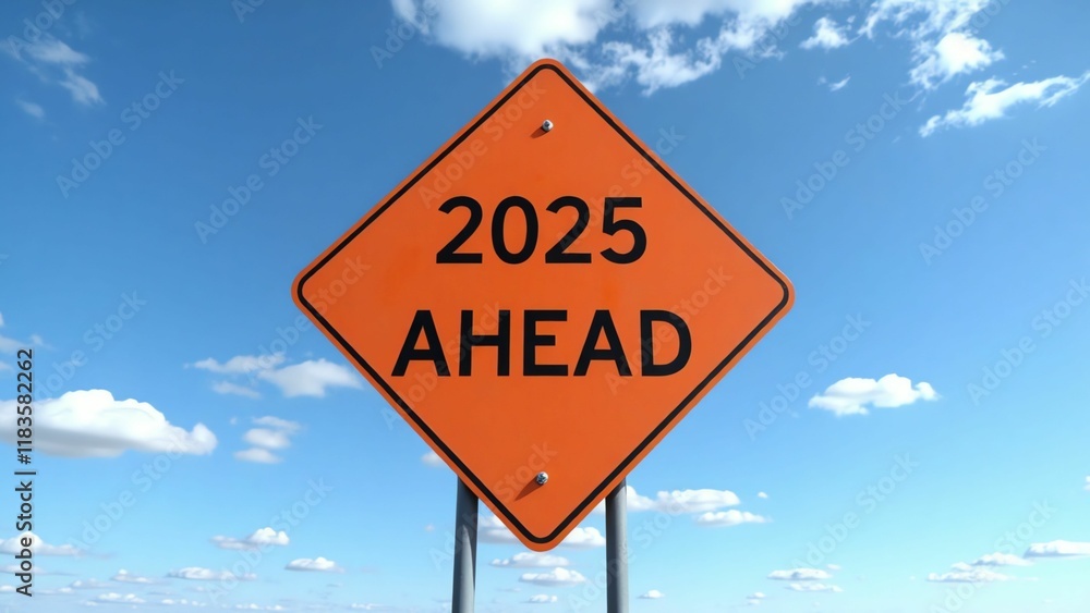 Naklejka premium Navigating the Path to 2025 Ahead with Optimism and Vision for a Bright Future and New Opportunities