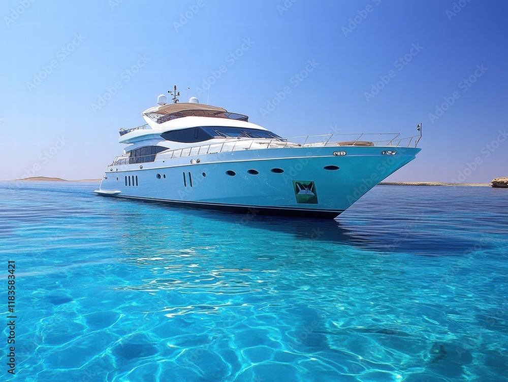 Fototapeta premium A large white boat is floating in the ocean