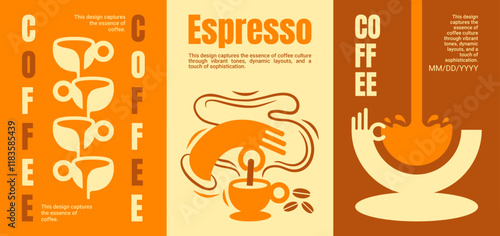 Modern Coffee Poster Designs with Abstract Illustrations, Bold Typography, and Minimalist Layouts