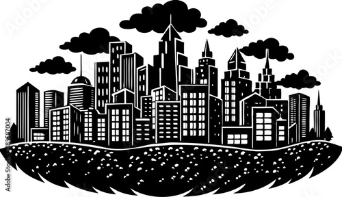 Modern City Skyline Vector Illustration for Urban and Real Estate Design