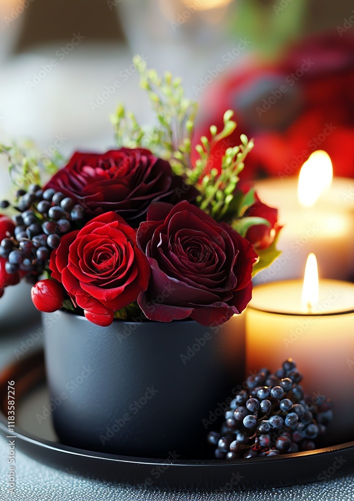 Obraz premium Candle arrangements creating a romantic atmosphere for intimacy, Valentine's Day, intimacy candles