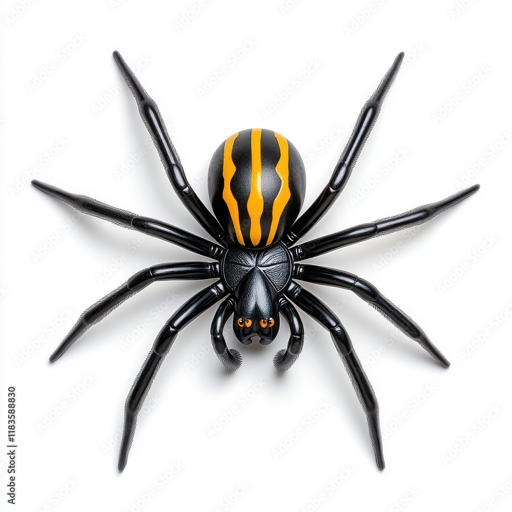 Obraz premium Striped Spider: A Close-Up View of a Black and Yellow Arachnid
