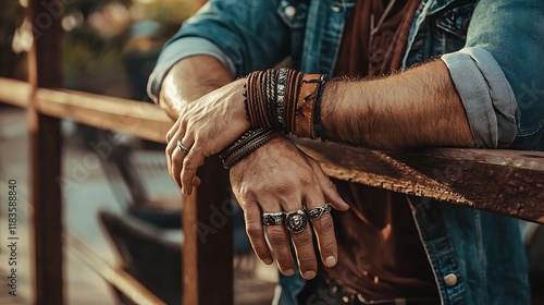 Wallpaper Mural A man wearing a blue jacket and a brown shirt is wearing a variety of bracelets Torontodigital.ca
