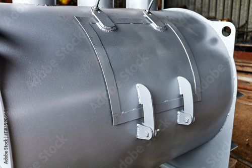 hatch on a horizontal mixer for dry mixes and concrete