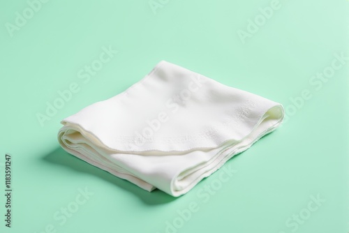 A folded cotton handkerchief arranged on a pastel mint background