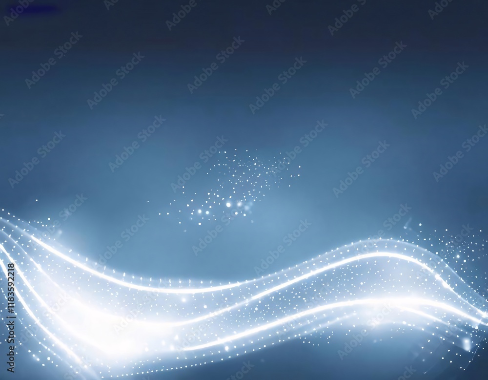 Glowing wave abstract design, dark blue background. Glowing wave abstract design, dark blue background.