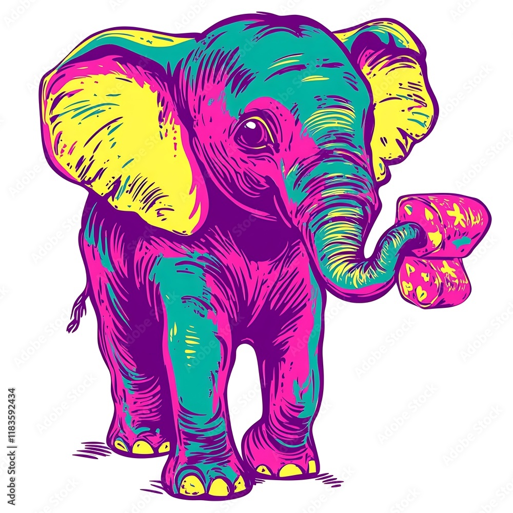 Obraz premium Cute elephant with colorful design