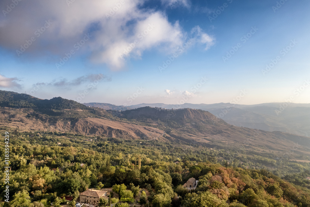Obraz premium View from above of Polizzi Generosa in Sicily