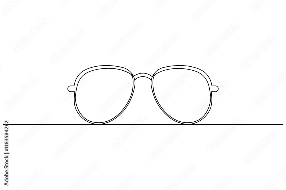 Sunglasses continuous one line drawing and eye glasses isolated outline flat illustration Sunglasses continuous one line drawing and eye glasses isolated outline flat illustration