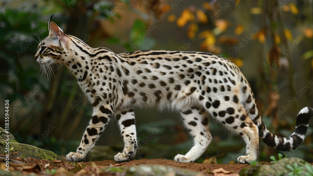 Bengal cat walking gracefully on green grass Bengal cat walking gracefully on green grass