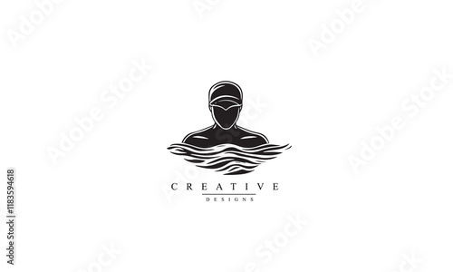 Swimming pool maintenance vector icon black Logo white background