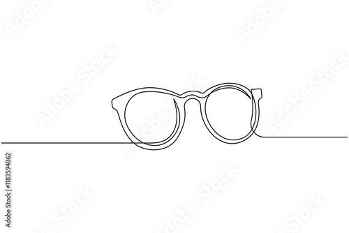 Sunglasses continuous one line drawing and eye glasses isolated outline flat illustration