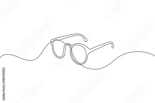 Sunglasses continuous one line drawing and eye glasses isolated outline flat illustration