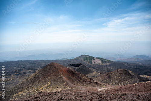 View of the Silvestri craters on the Etna volcano in Sicily