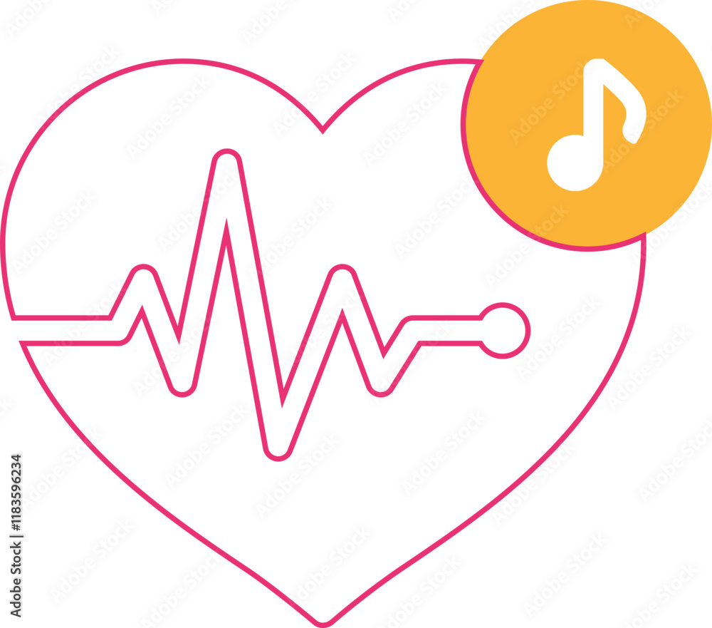 Heart wav outline music icon Heart wav outline music icon
