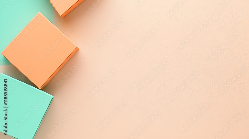 Fototapeta premium Pastel Colored Boxes on a Light Peach Background