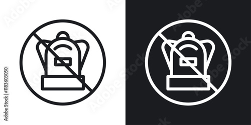 No backpacks allowed sign vector set in black and white colors