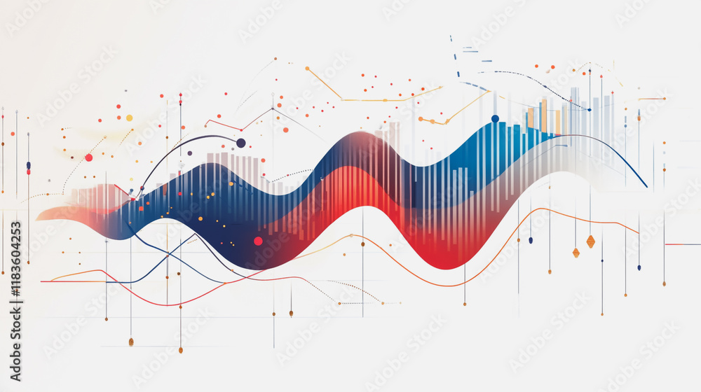Obraz premium Abstract white background with Colorful charts and graphs with statistics to innovative analyze business potential and forecast future development of companies growth.