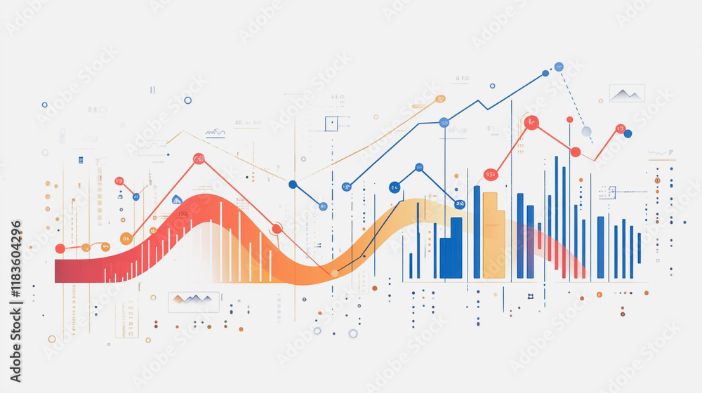 Abstract white background with Colorful charts and graphs with statistics to innovative analyze business potential and forecast future development of companies growth. Abstract white background with Colorful charts and graphs with statistics to innovative analyze business potential and forecast future development of companies growth.