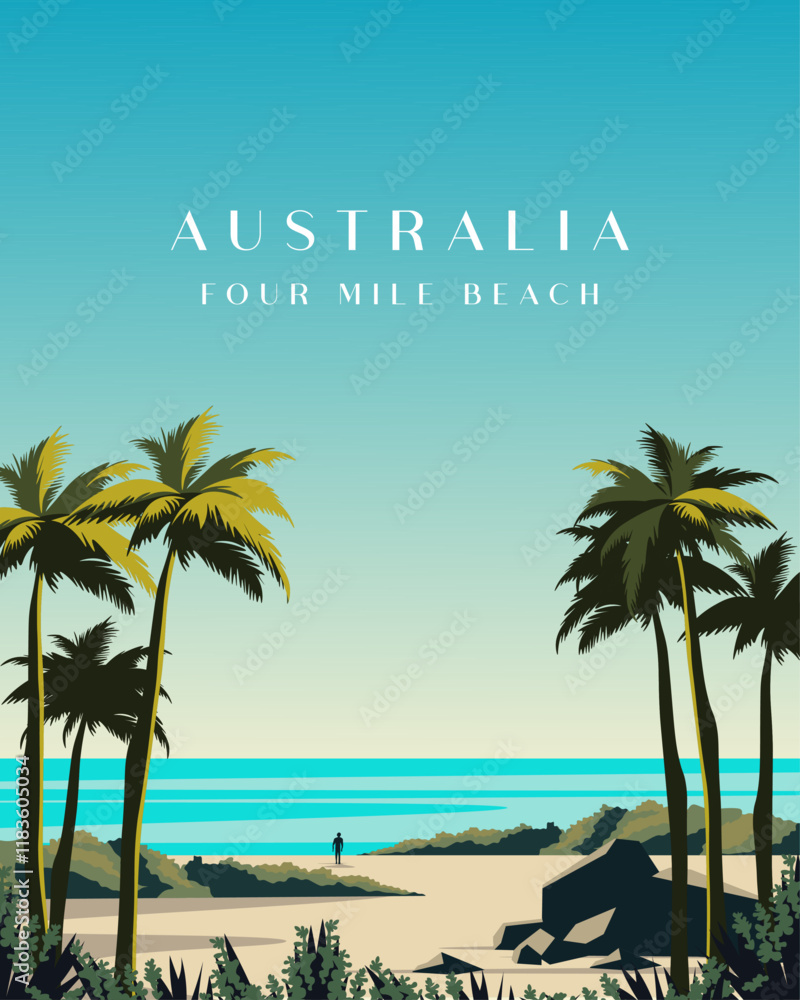 Fototapeta premium Four mile beach Australia, travel poster