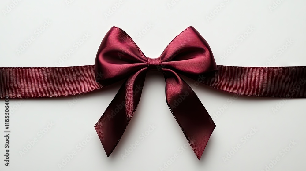 Elegant Burgundy Bow on White Background Elegant Burgundy Bow on White Background