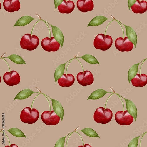 Elegant cherry watercolor pattern for textile and wrapping design