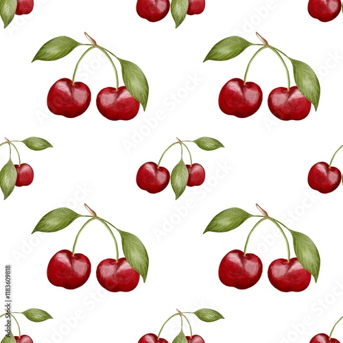 Cherry watercolor pattern for fabric and packaging design