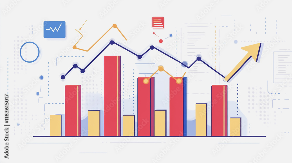 Abstract white background with Colorful charts and graphs with statistics to innovative analyze business potential and forecast future development of companies growth. Abstract white background with Colorful charts and graphs with statistics to innovative analyze business potential and forecast future development of companies growth.