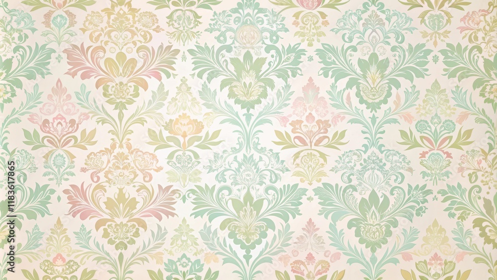 Delicate floral damask pattern with intricate designs and soft pastel colors, ideal for adding a touch of elegance to any design project, soft colors, bohemian style Delicate floral damask pattern with intricate designs and soft pastel colors, ideal for adding a touch of elegance to any design project, soft colors, bohemian style