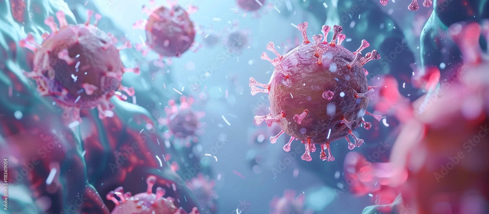 viruses causing infection in host organism, flu, corona, hmpv, outbreak concept viruses causing infection in host organism, flu, corona, hmpv, outbreak concept