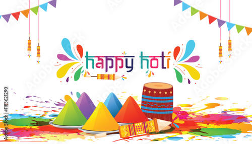 Creative vector illustration of abstract colorful Happy Holi background design.