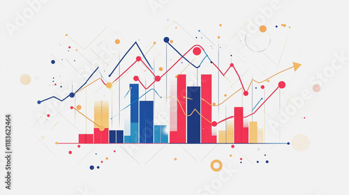 Abstract white background with Colorful charts and graphs with statistics to innovative analyze business potential and forecast future development of companies growth.