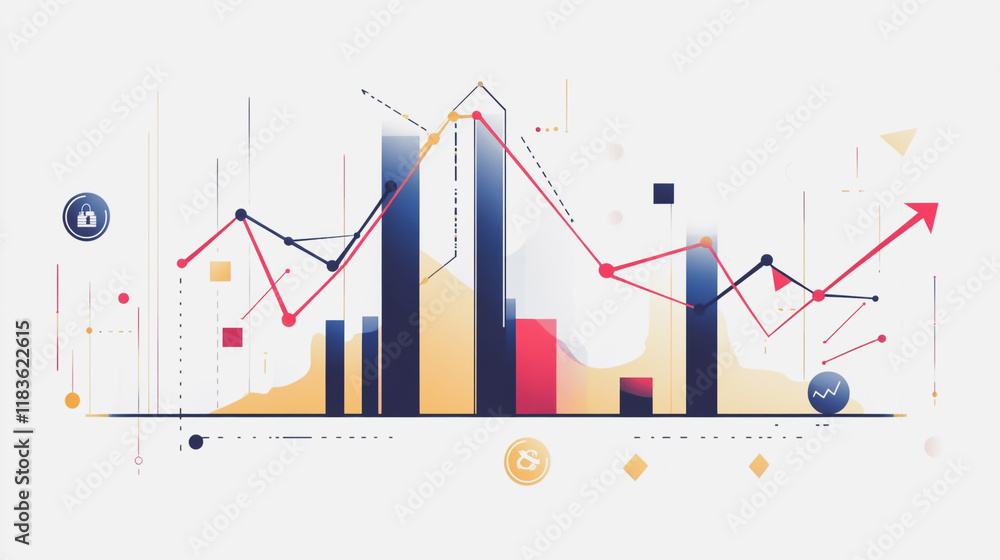 Abstract white background with Colorful charts and graphs with statistics to innovative analyze business potential and forecast future development of companies growth. Abstract white background with Colorful charts and graphs with statistics to innovative analyze business potential and forecast future development of companies growth.