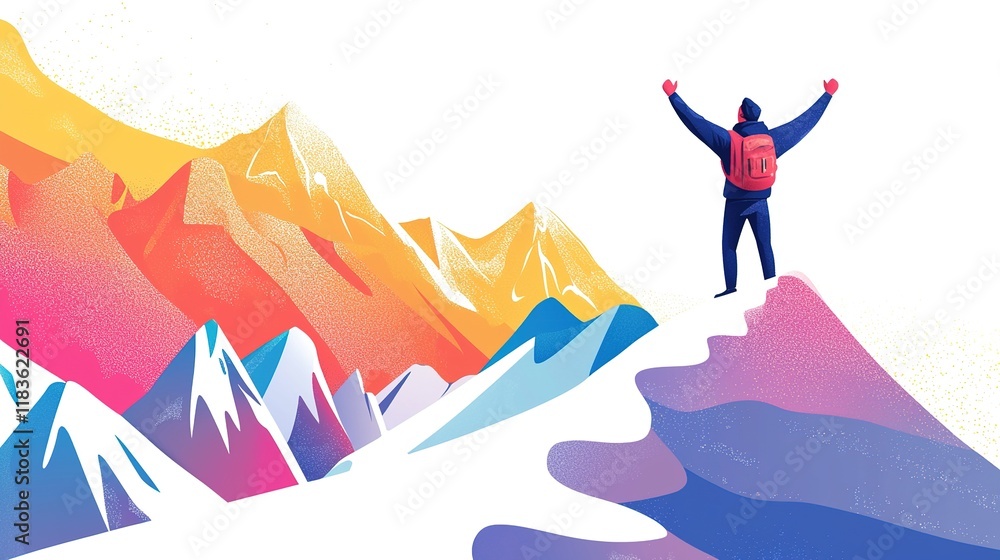 Fototapeta premium Reaching the Summit: A Journey of Achievement
