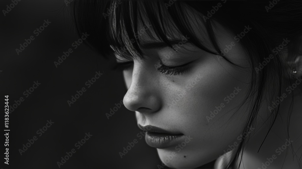 Obraz premium Portrayal of a woman struggling with depression and emotional turmoil in everyday life