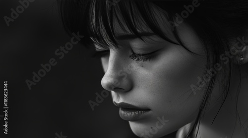 Portrayal of a woman struggling with depression and emotional turmoil in everyday life photo