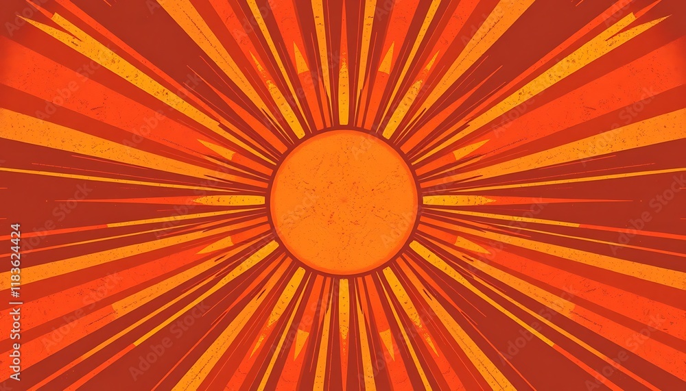 Fototapeta premium Radiant Sunburst Design Warm Orange Hues Retro Style
