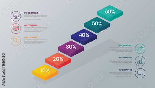 3D Layered Infographic Showing Percentage Status for Presentation