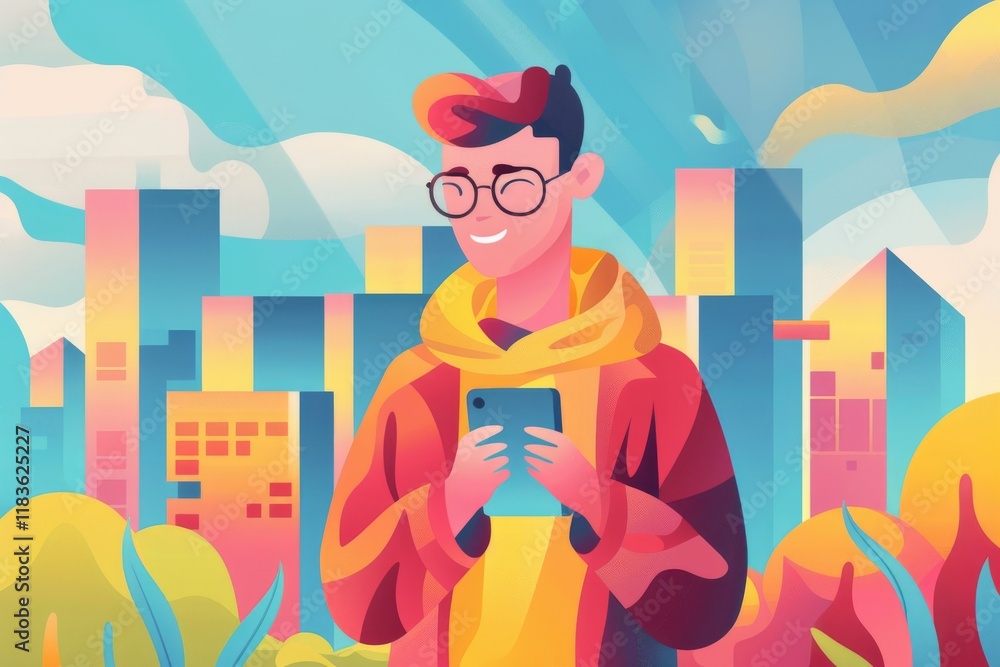 Vector art of a person browsing job Vector art of a person browsing job