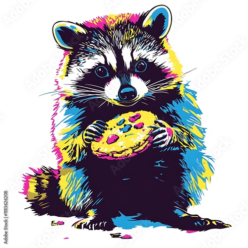 Cute Raccoon Eating Cookie (2) photo