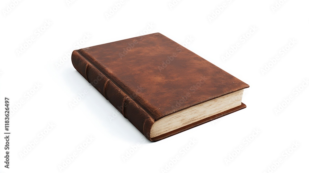 A leather bound book with a brown cover A leather bound book with a brown cover