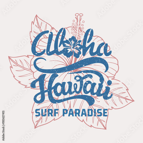 Vintage style Aloha From Hawaii logo set for t-shirt, sweaters and hoodies. Also useful for greeting cards, invitations and posters. Vector EPS10.