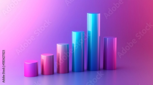 Ascending colorful 3D bar graph on gradient background. Free Download Ascending colorful 3D bar graph on gradient background. - GFXLoad