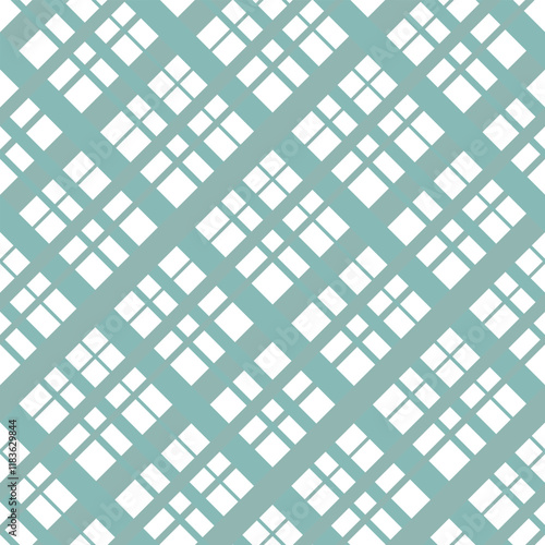 graphic pattern in a blue mint checkered pattern on a white background